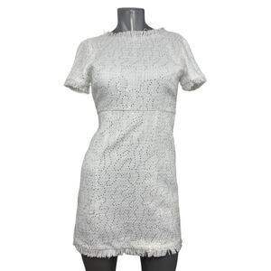 Olivaceous Women’s Sleeveless White Sequin Zipper Lined Dress Small Fringe NWT